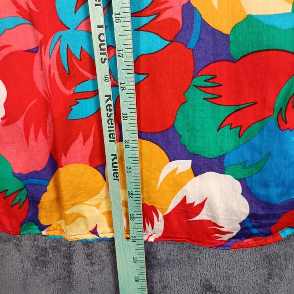 Jimmy Garcia Floral Blouse Women Large Red Swing Flowy - Picture 6 of 10